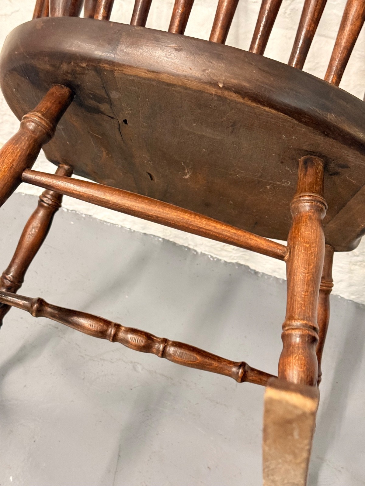 Rustic Spindle Chair Antique Windsor Style Rocking Chair Wooden Spindle Armchair Farmhouse ...